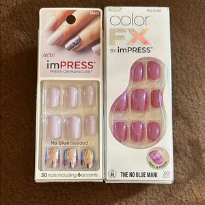 2 Sets - imPRESS Color FX Press-On Nails - Purple & Fuchsia